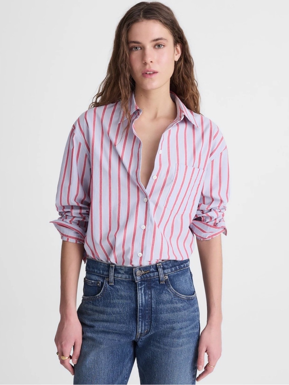 NWT Madewell The Easy Button Up Striped Shirt in Poplin - Picture 7 of 9